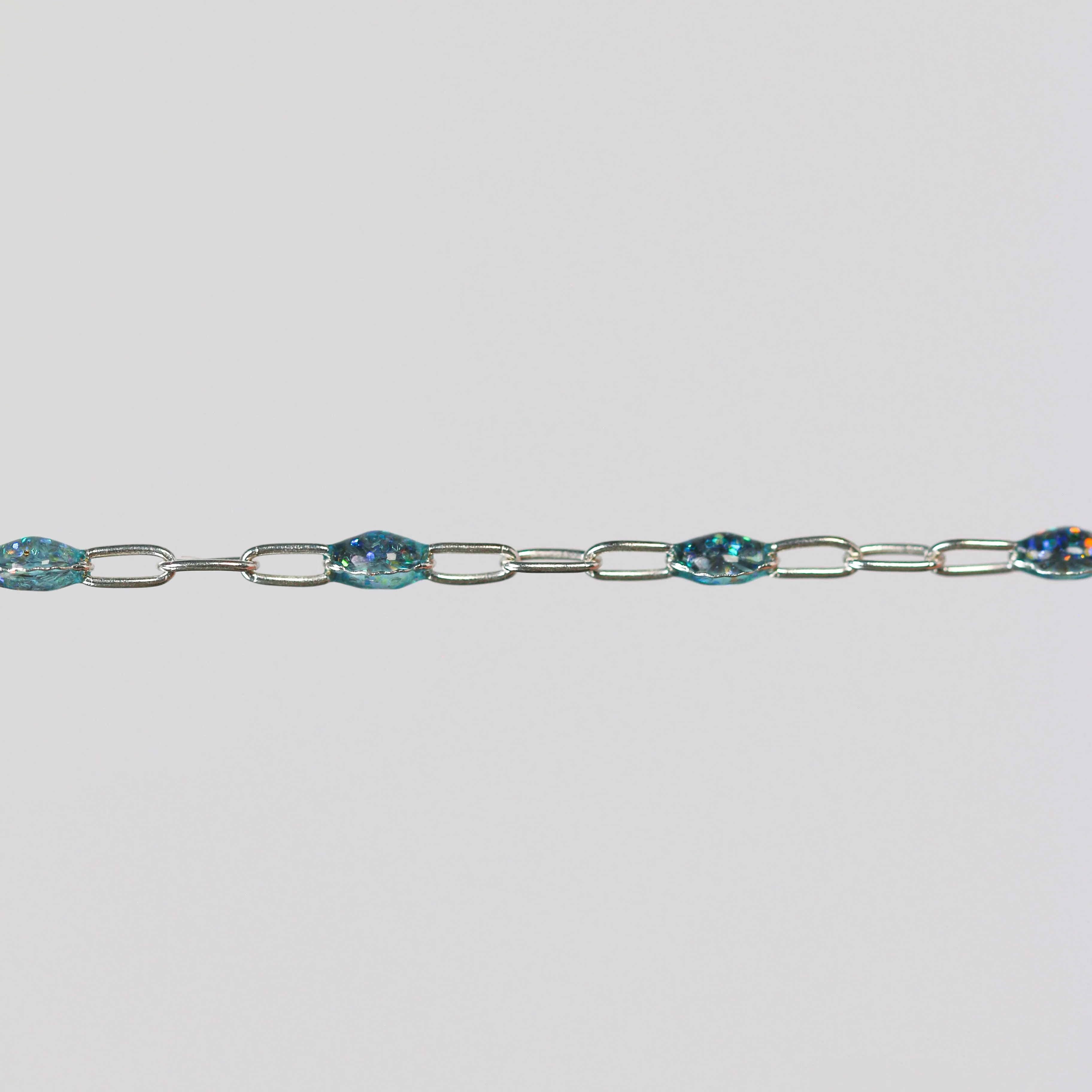 Benedetta Permanent Jewelry Chain, Opal Enamel Design, Cable Links, Available in Gold Filled and Sterling Silver - Image 5