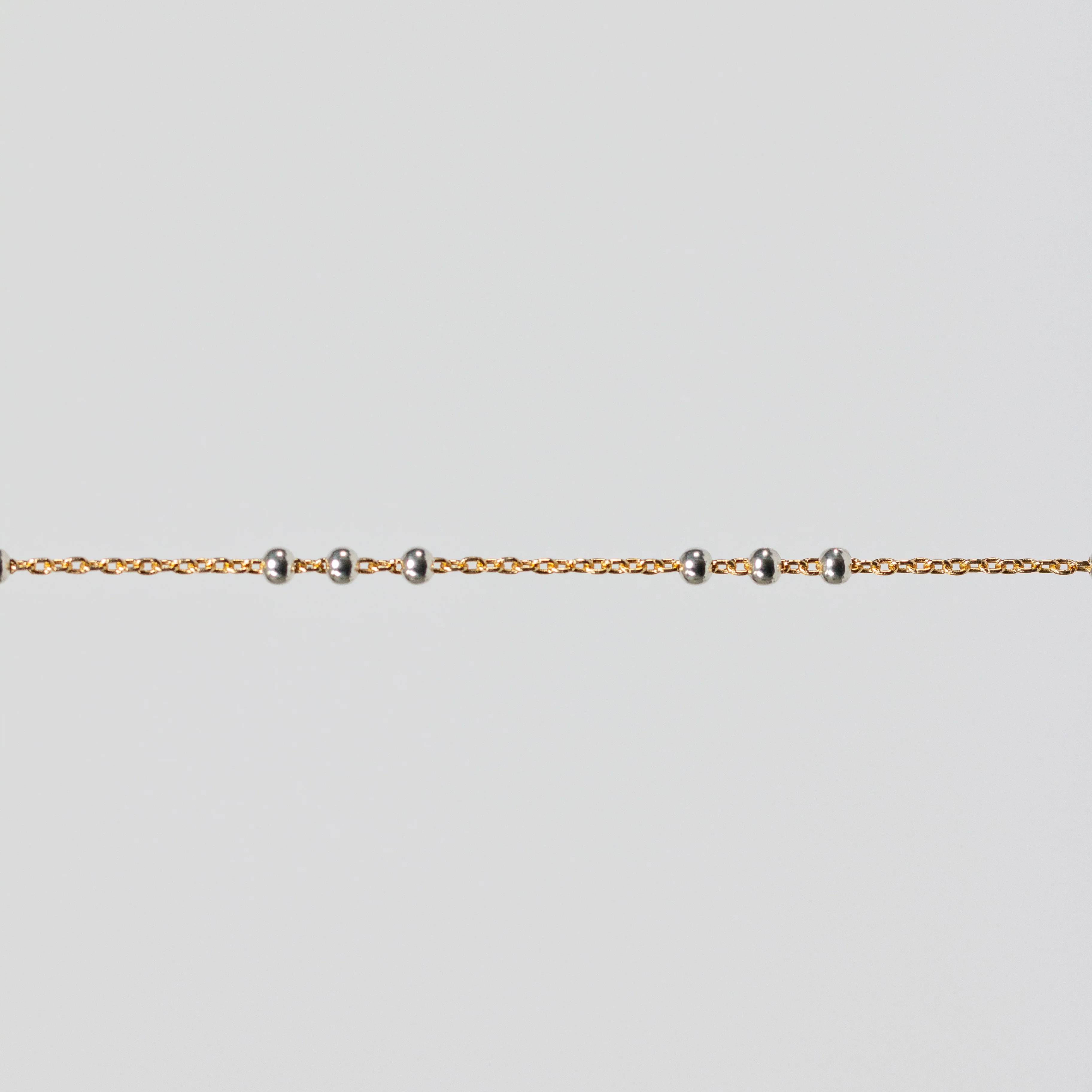 Chelsea Permanent Jewelry Chain, Cable Satellite Design with 2mm Silver Beads, Available in Yellow Gold-Filled - Image 3