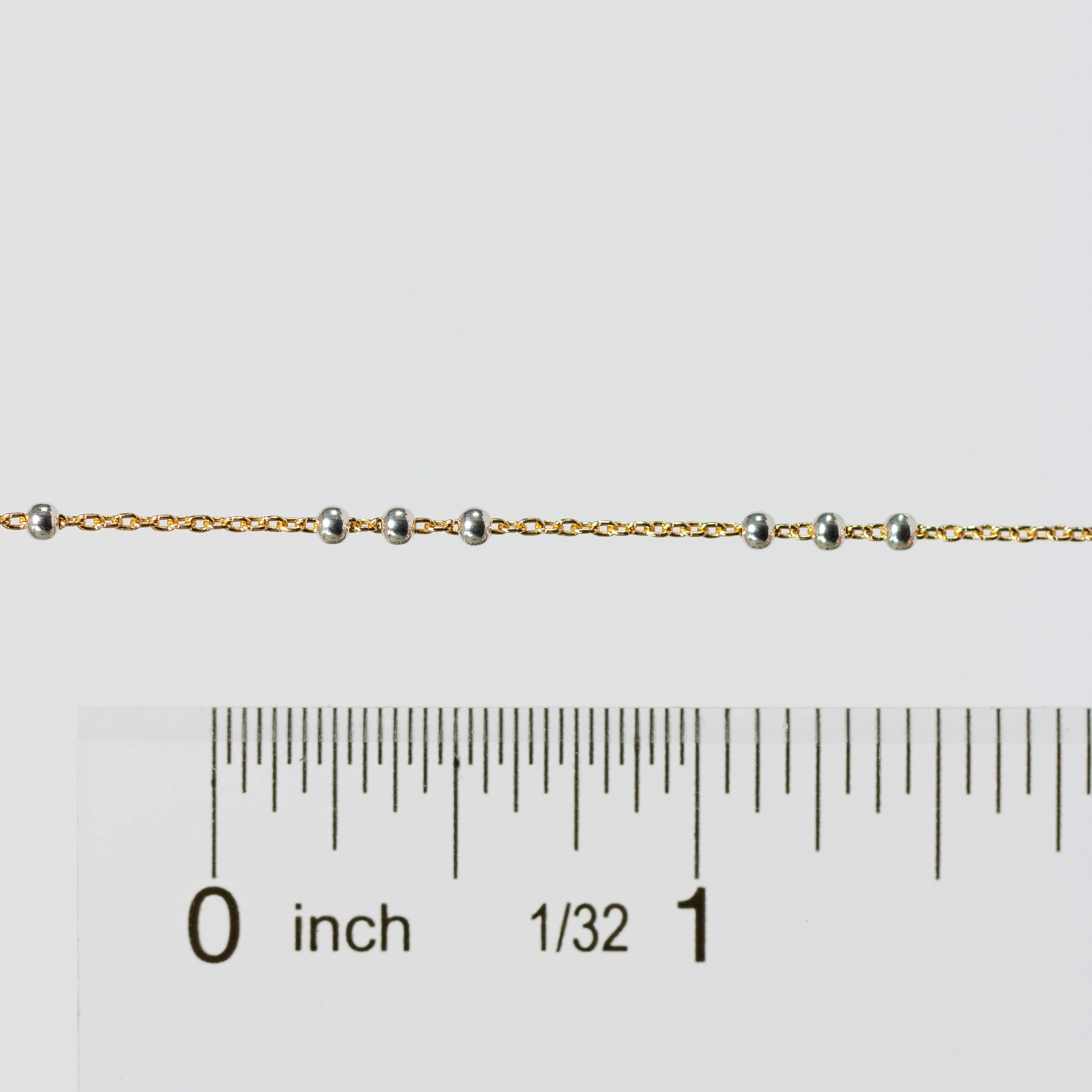 Chelsea Permanent Jewelry Chain, Cable Satellite Design with 2mm Silver Beads, Available in Yellow Gold-Filled - Image 4