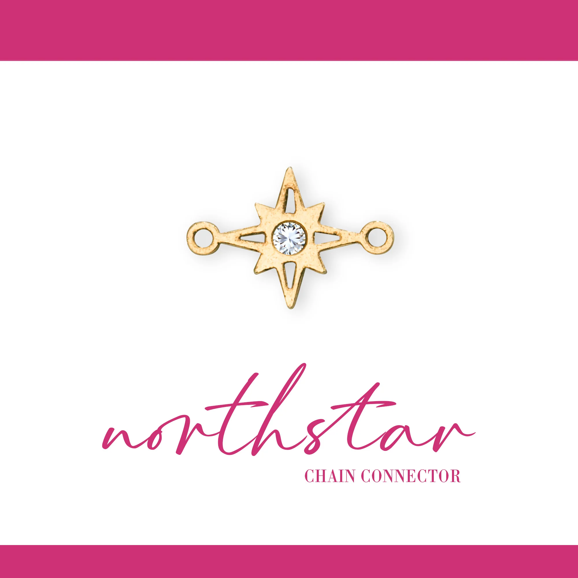 Northstar Connector | 14K Gold Filled Yellow | 10mm | White Gemstone | 4pk - Image 2