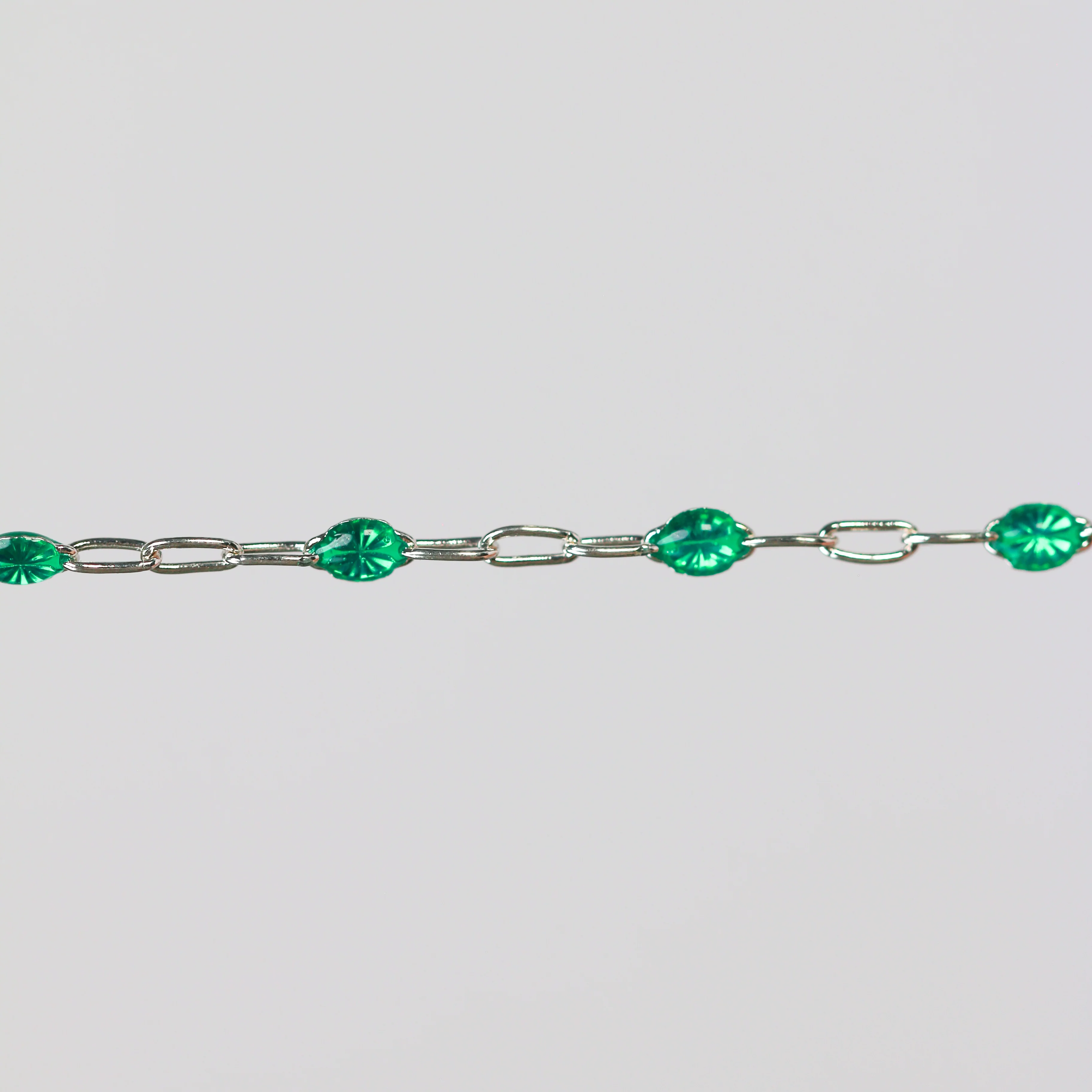 Esmerelda Permanent Jewelry Chain, Emerald Green Enamel Design, Cable Links, Available in Gold Filled and Sterling Silver - Image 4
