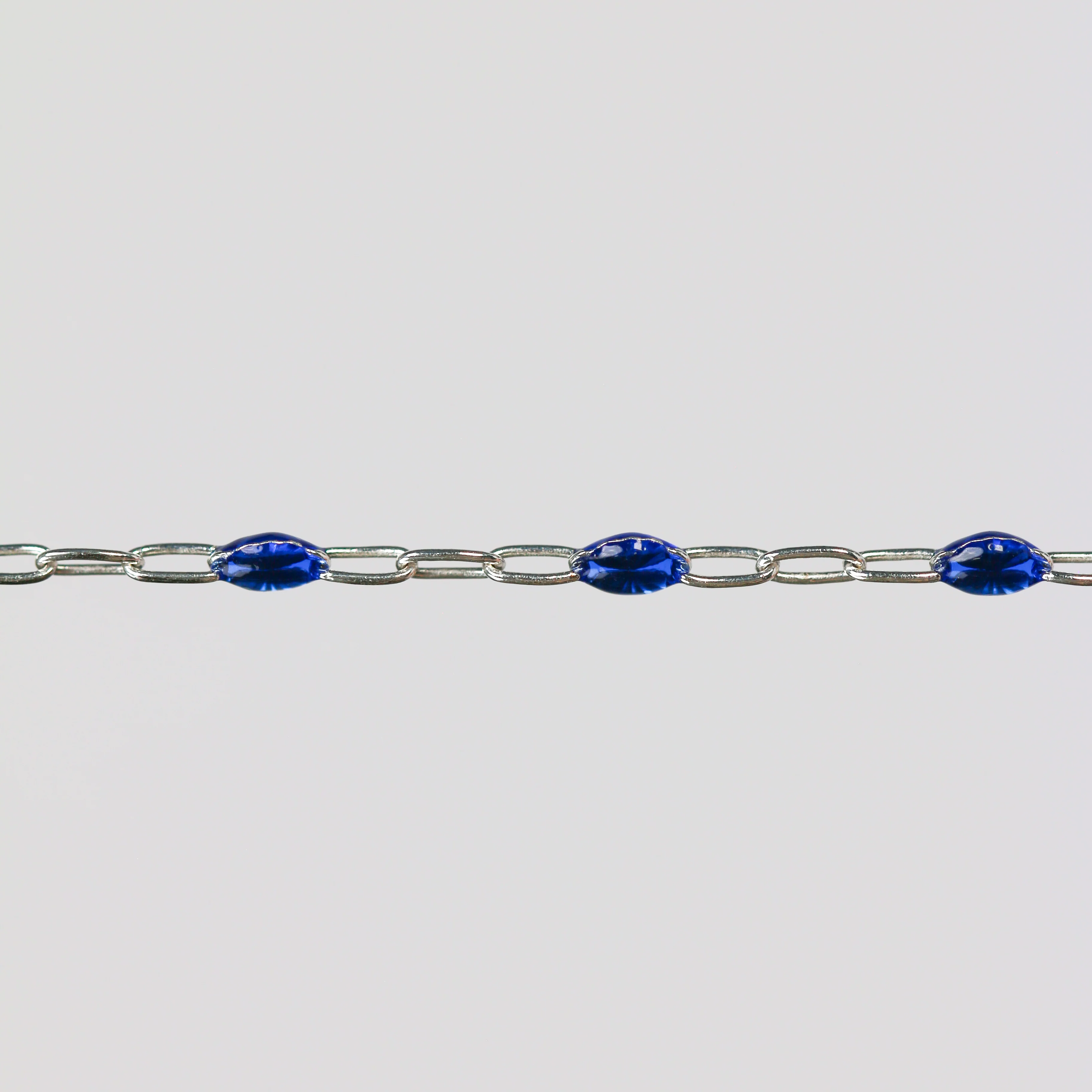 Fabiana Permanent Jewelry Chain, Blue Enamel Design, Cable Links, Available in Gold Filled and Sterling Silver - Image 4
