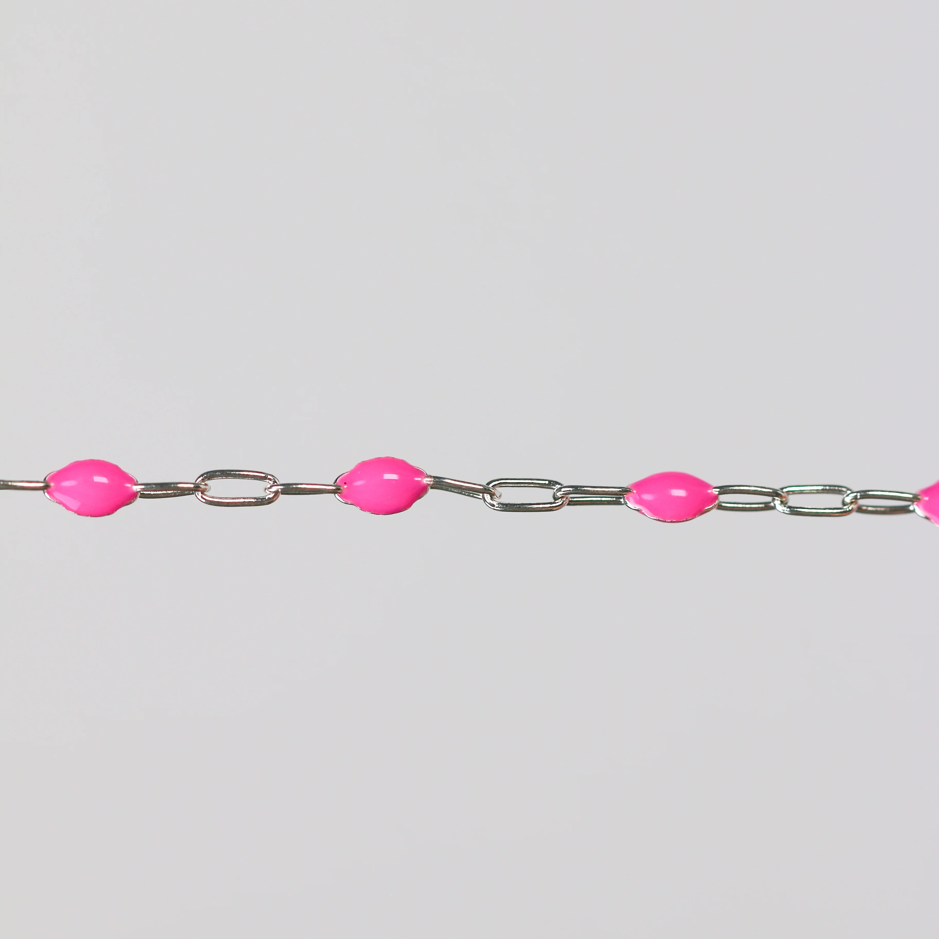 Leonora Permanent Jewelry Chain, Rose Enamel Design, Cable Links, Available in Gold Filled and Sterling Silver - Image 4