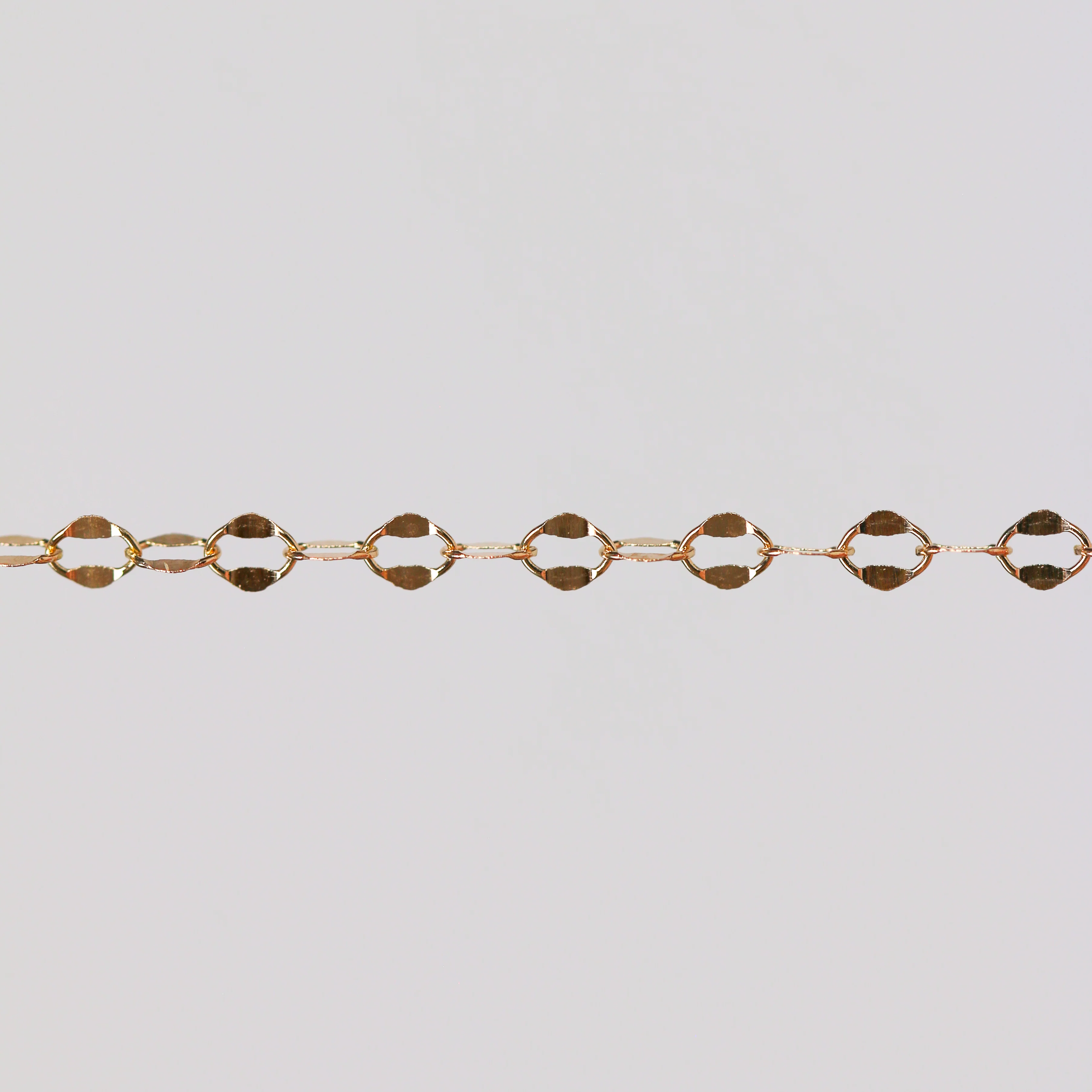 Robyn Permanent Jewelry Chain, Dapped Cable Design, Oval Links, Available in Gold Options