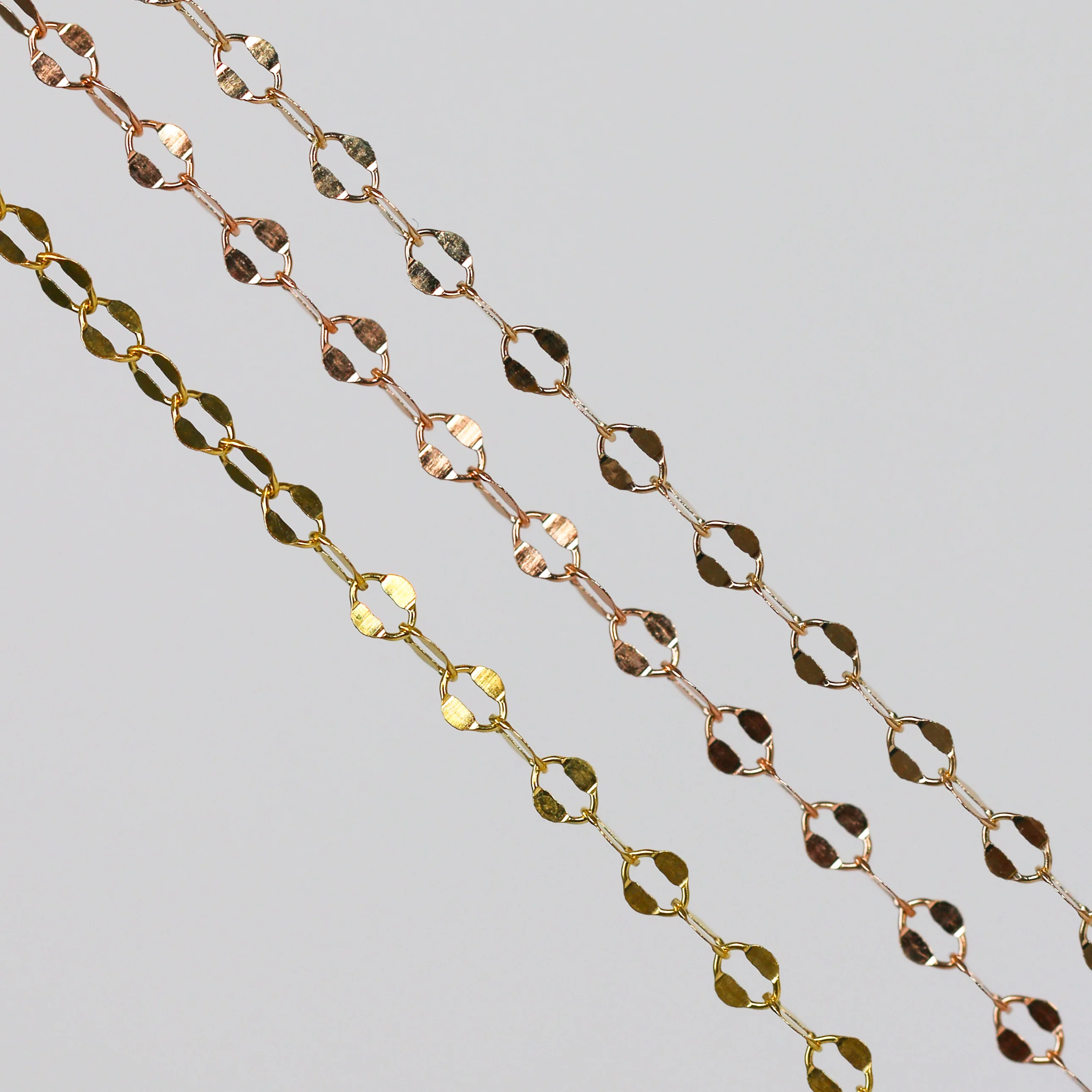 Robyn Permanent Jewelry Chain, Dapped Cable Design, Oval Links, Available in Gold Options - Image 4