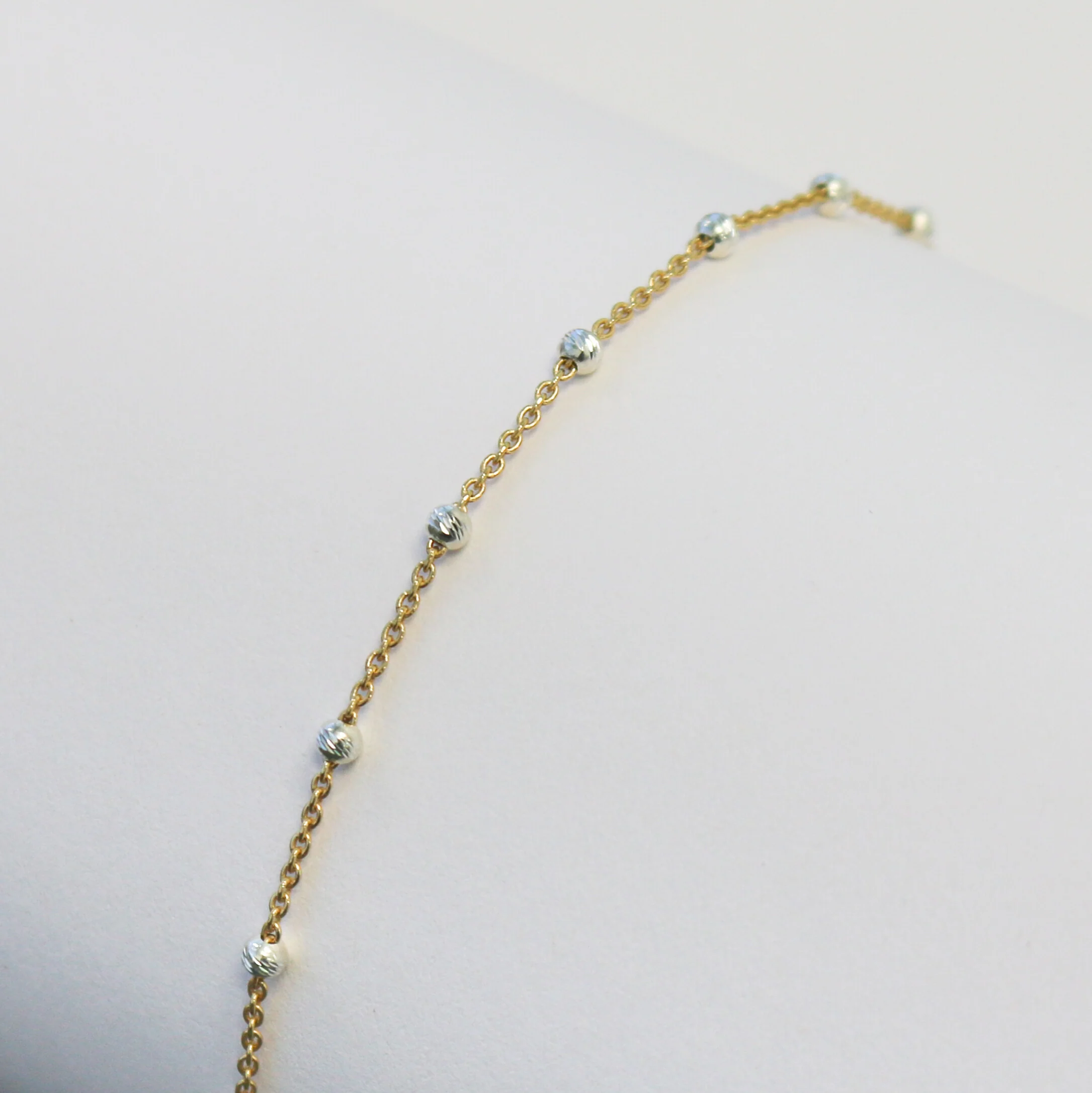 Teresa Permanent Jewelry Chain, Silver Bead Design, Cable Links, Available in Gold Filled with Sterling Silver Beads - Image 3