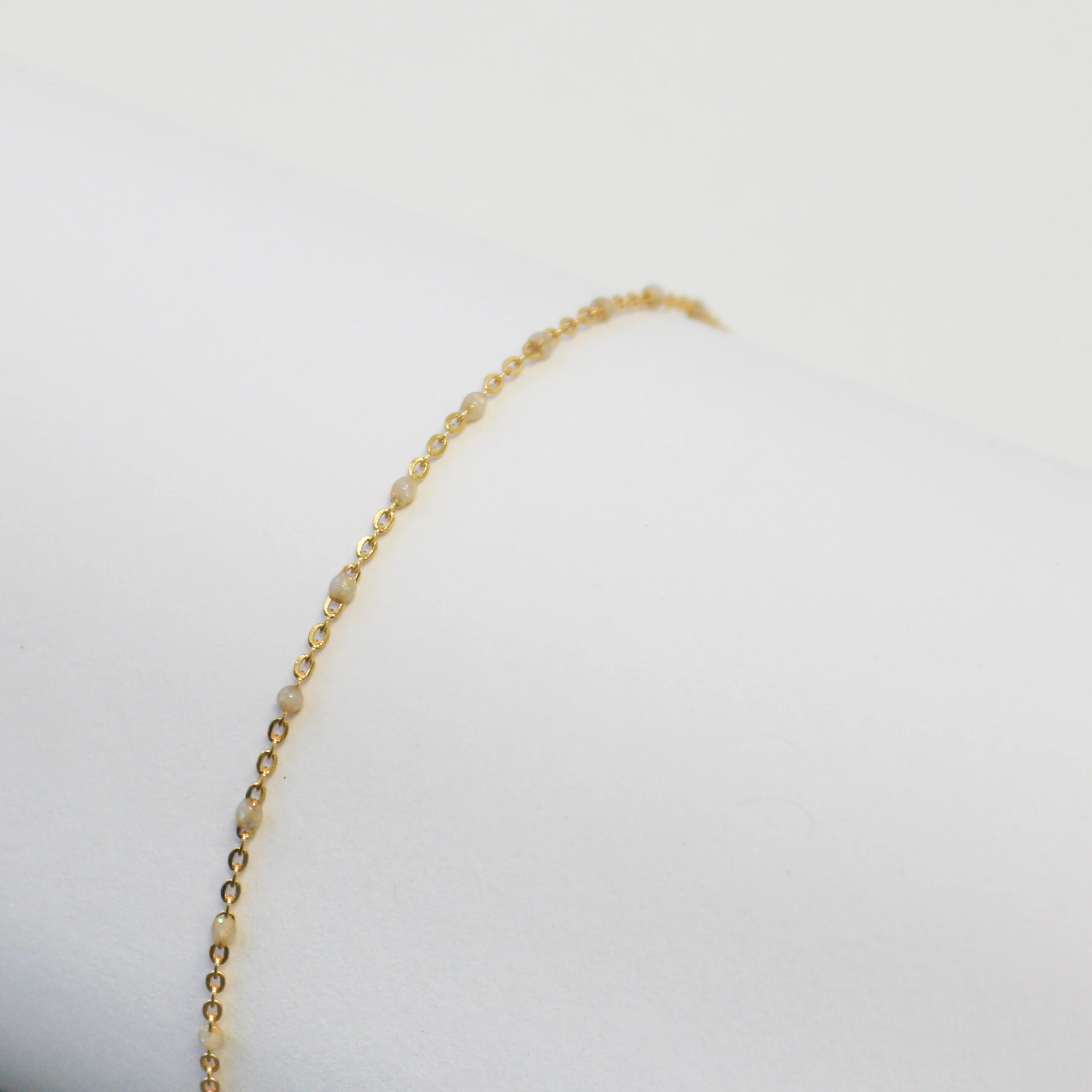 Viviana Permanent Jewelry Chain, White Opal Enamel Design, Cable Links, Available in Gold Filled and Sterling Silver - Image 3