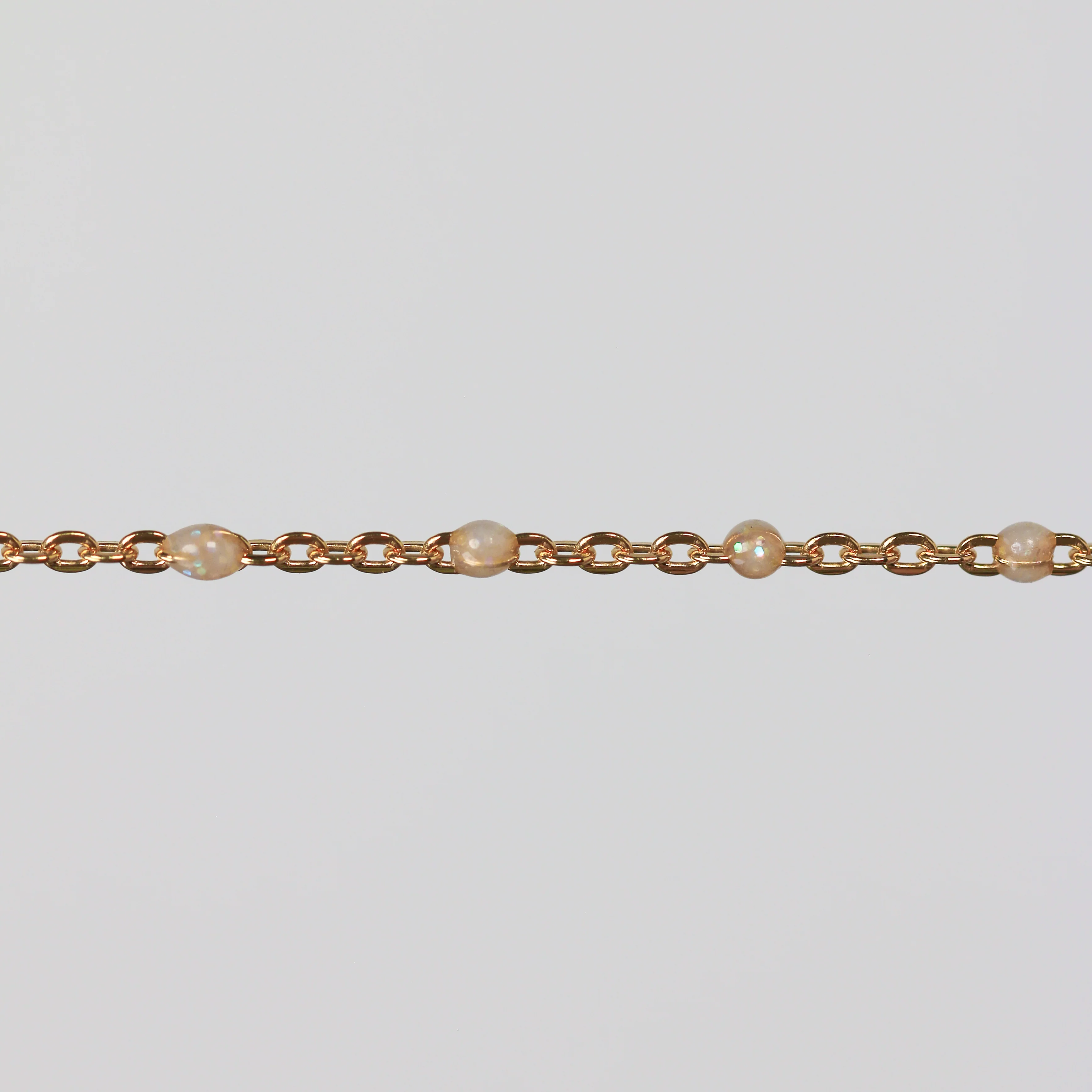 Viviana Permanent Jewelry Chain, White Opal Enamel Design, Cable Links, Available in Gold Filled and Sterling Silver - Image 4